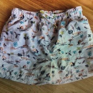 Tropical Print Kids Swim Trunks